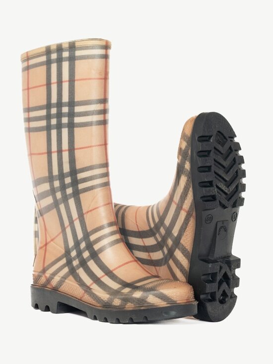 Burberry Haymarket Tall Rubber Rain Boots - Picture 4 of 9